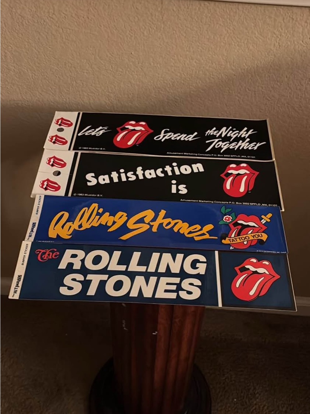 Vintage 1983 Rolling Stones Bumper Stickers (Lot of 4)
